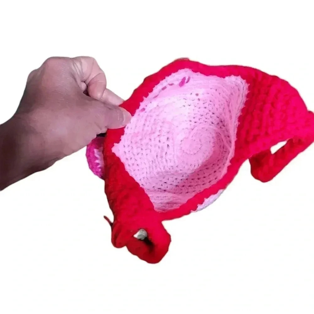 Pippa The Pig Knitted Pink Beenie Hat for Girls